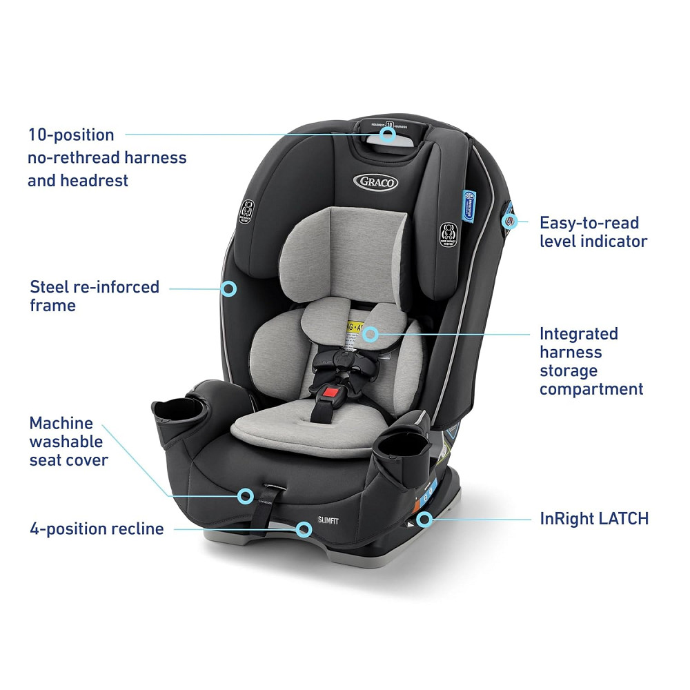 Graco Slimfit 3-in-1 Convertible Car Seat, Slim Car Seat with Space-Saving Design, Highback Booster  Richmond - photo 9