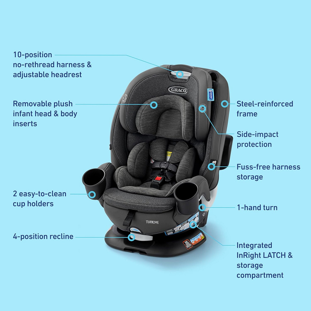 Graco Turn2Me 3-in-1 Rotating Convertible Car Seat, Manchester, Rear-Facing Rotation Only, Forward-F Richmond - photo 8