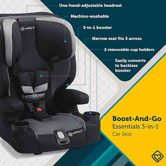 Safety 1st Boost-and-Go Essential 3-in-1 Booster Car Seat, Highback & Backless Modes, Lightweight, E Richmond