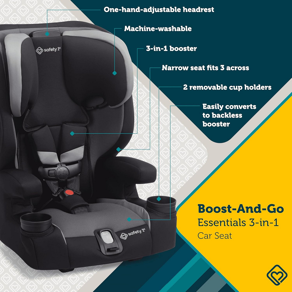 Safety 1st Boost-and-Go Essential 3-in-1 Booster Car Seat, Highback & Backless Modes, Lightweight, E Richmond - photo 2