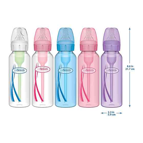 Dr. Brown's Natural Flow Anti-Colic Options+ Narrow Baby Bottle, 8 oz/250 mL, with Level 1 Slow Flow Richmond