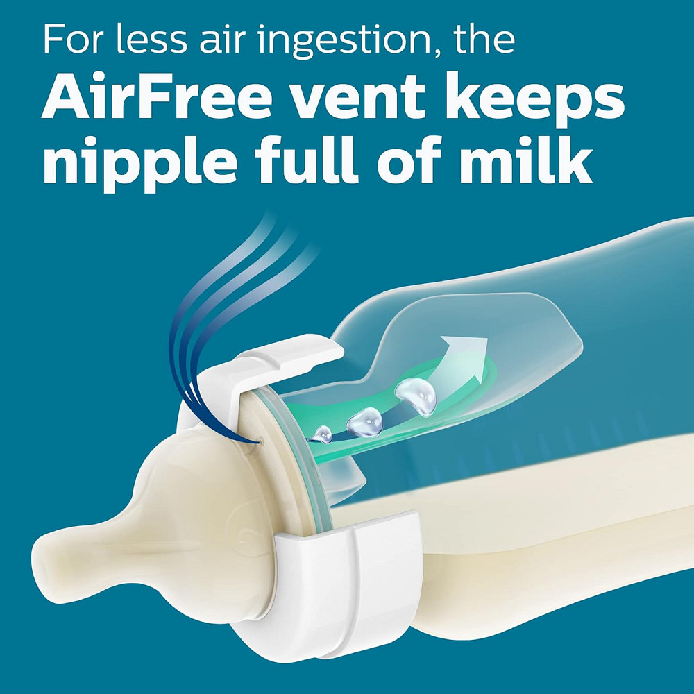 Philips Avent Anti-Colic Bottle with AirFree Vent, 4oz, with Flow 1 Nipples, 0m+, 4pk, Clear, SCY701 Richmond - photo 5