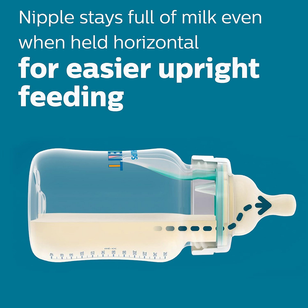 Philips Avent Anti-Colic Bottle with AirFree Vent, 4oz, with Flow 1 Nipples, 0m+, 4pk, Clear, SCY701 Richmond - photo 4