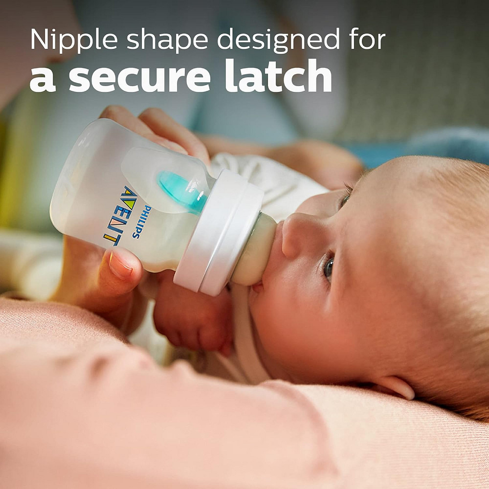 Philips Avent Anti-Colic Bottle with AirFree Vent, 4oz, with Flow 1 Nipples, 0m+, 4pk, Clear, SCY701 Richmond - photo 6