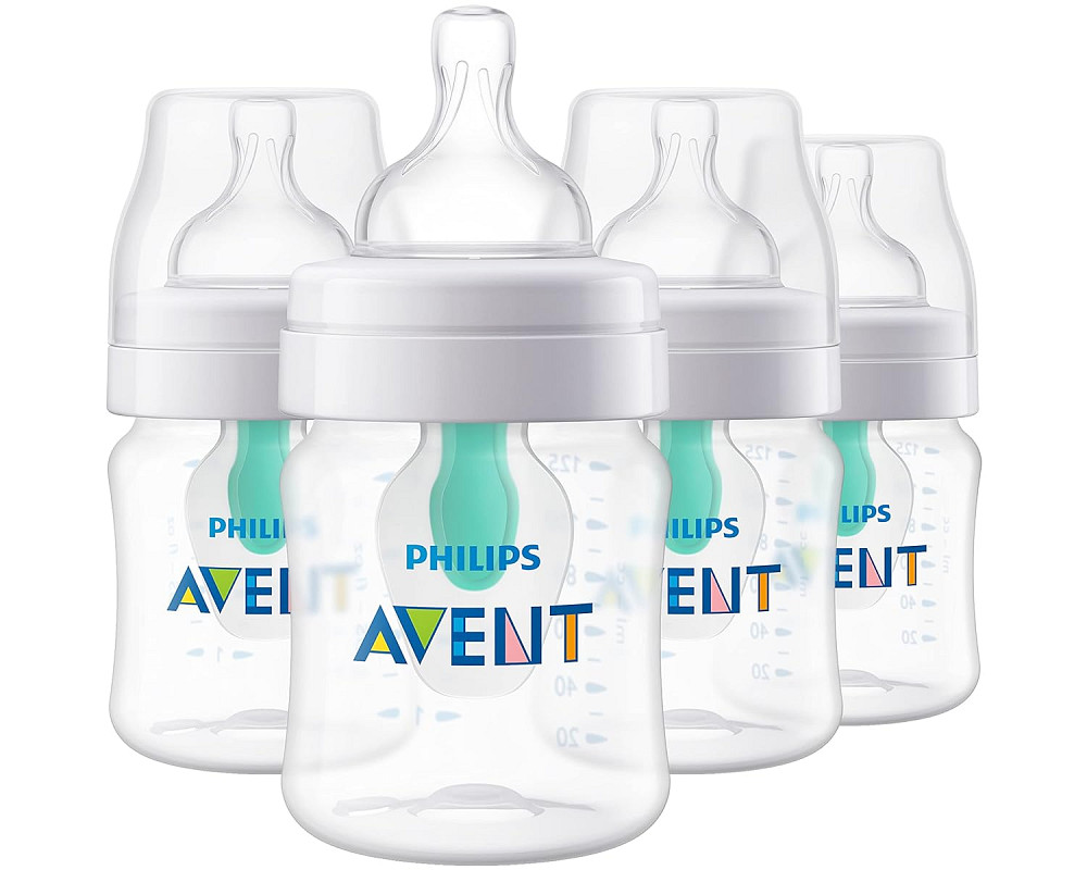 Philips Avent Anti-Colic Bottle with AirFree Vent, 4oz, with Flow 1 Nipples, 0m+, 4pk, Clear, SCY701 Richmond - photo 1