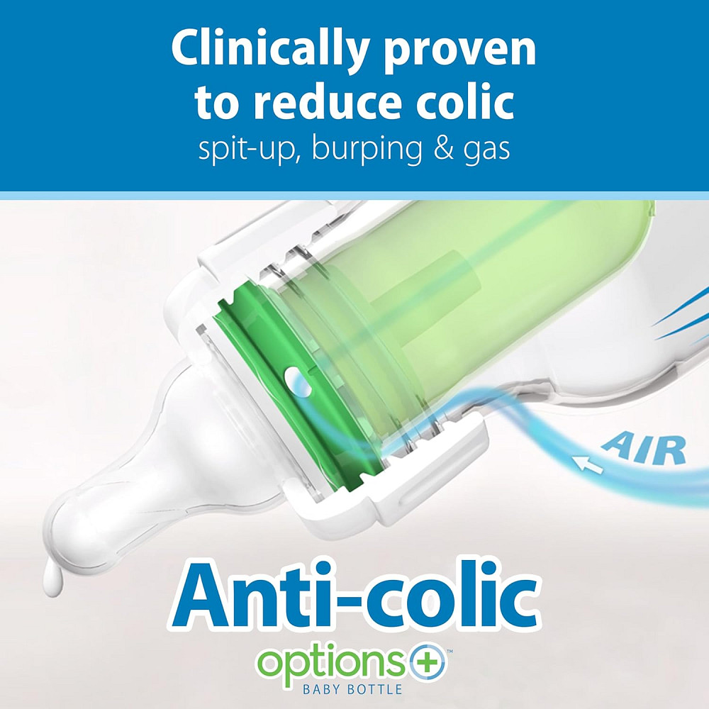 Dr. Brown's Natural Flow Anti-Colic Options+ Narrow Baby Bottle, 2 oz/60 mL, with Preemie Flow Nippl Richmond - photo 3