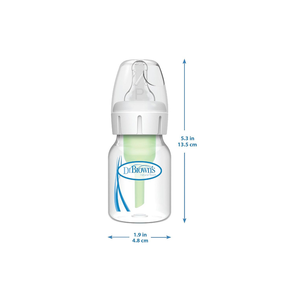 Dr. Brown's Natural Flow Anti-Colic Options+ Narrow Baby Bottle, 2 oz/60 mL, with Preemie Flow Nippl Richmond - photo 2
