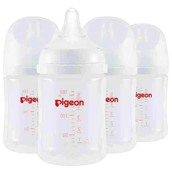 Pigeon PP Nursing Bottle Wide Neck, Anti-Colic, Streamlined Body, Natural Feel, Easy to Clean, 5 Oz 