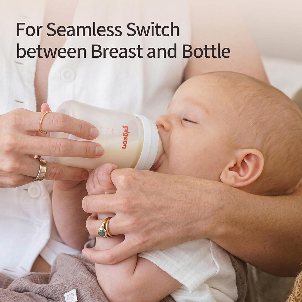 Pigeon Baby Bottle Newborn Feeding Gift Set, Anti-Colic, Wide Neck Bottle with Latch-On Line Nipple  Richmond - photo 5
