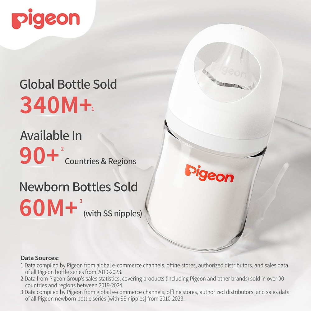Pigeon Baby Bottle Newborn Feeding Gift Set, Anti-Colic, Wide Neck Bottle with Latch-On Line Nipple  Richmond - photo 3