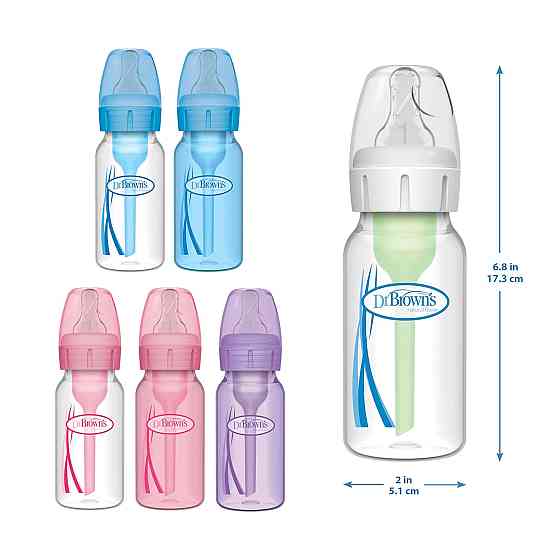 Dr. Brown's Anti-Colic Baby Feeding Set with Slow Flow Nipples, Travel Caps, Silicone Pacifier - Pin Richmond