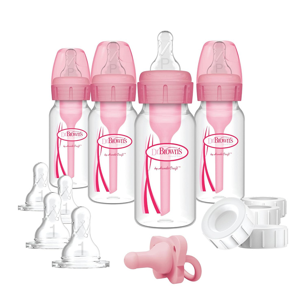 Dr. Brown's Anti-Colic Baby Feeding Set with Slow Flow Nipples, Travel Caps, Silicone Pacifier - Pin Richmond - photo 1