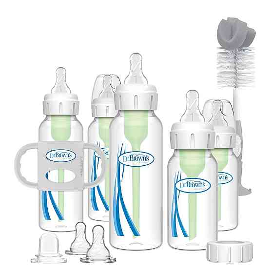 Dr. Brown's Anti-Colic Options + Narrow Bottle to Sippy Gift Set with Soft Silicone Sippy Spout, Rem Richmond