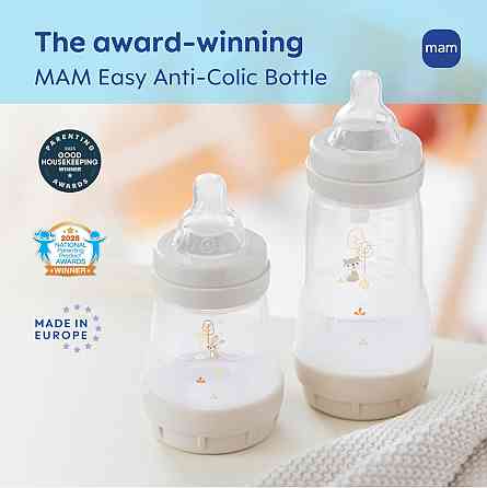 MAM 4.5oz Easy Start Anti-Colic+ Wide Neck Vented Baby Bottle, Extra Slow Flow Breastfeeding-Like Si Richmond