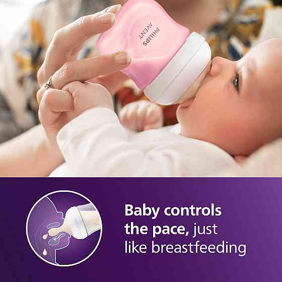 Philips Avent Natural Baby Bottles with Natural Response Nipples (Slow Flow, Flow 2), 4oz, Pink, 4-P Richmond