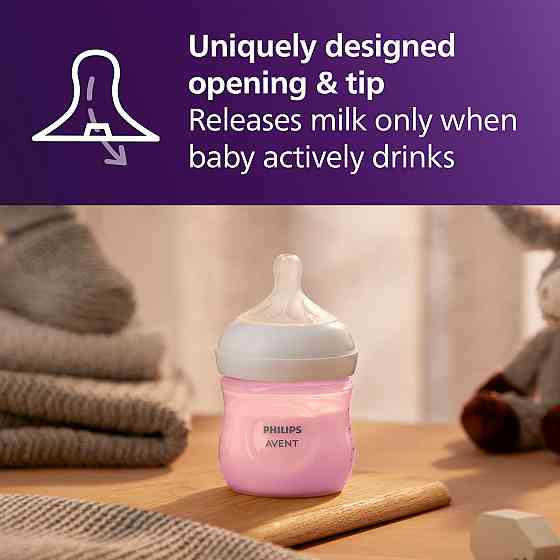 Philips Avent Natural Baby Bottles with Natural Response Nipples (Slow Flow, Flow 2), 4oz, Pink, 4-P Richmond