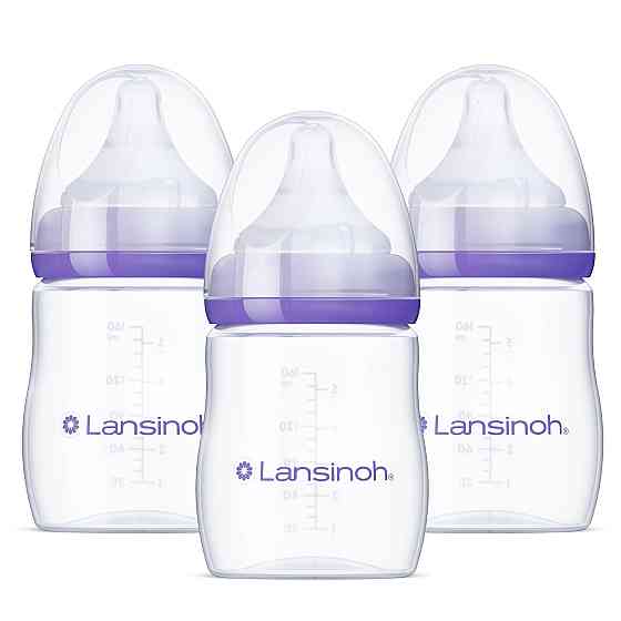 Lansinoh Anti-Colic Baby Bottles, BPA-Free Plastic, 5 Ounces, 3 Count, Slow Flow Nipples (Size S), B Richmond
