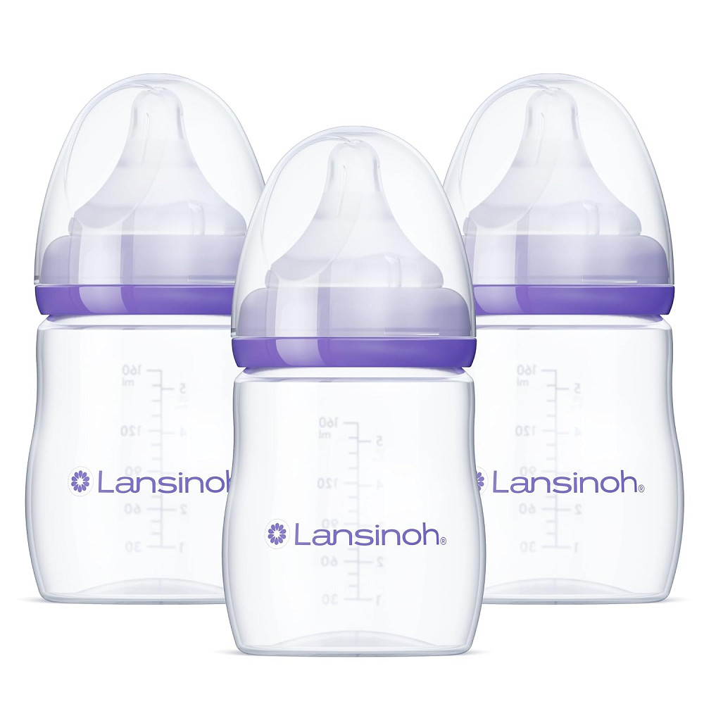 Lansinoh Anti-Colic Baby Bottles, BPA-Free Plastic, 5 Ounces, 3 Count, Slow Flow Nipples (Size S), B Richmond - photo 1