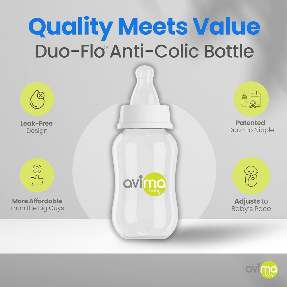 Avima 4 oz Anti Colic Baby Bottle Set - Slow Flow Nipples Included, Standard Neck, BPA Free - Newbor Richmond - photo 6