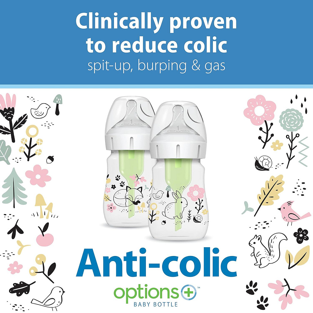 Dr. Brown's Anti-Colic Options+ Wide-Neck Baby Bottle Designer Edition Bottles, Woodland Decos, 5 oz Richmond - photo 5