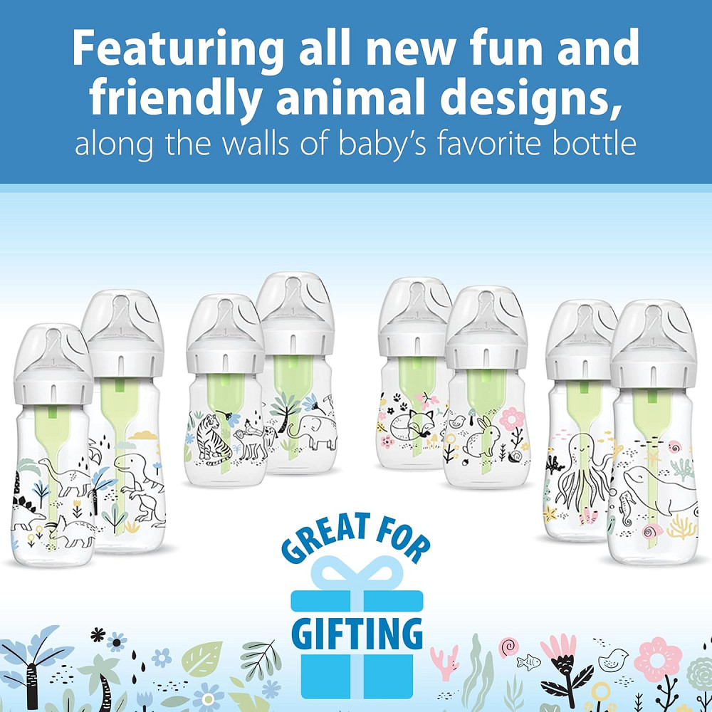 Dr. Brown's Anti-Colic Options+ Wide-Neck Baby Bottle Designer Edition Bottles, Woodland Decos, 5 oz Richmond - photo 7
