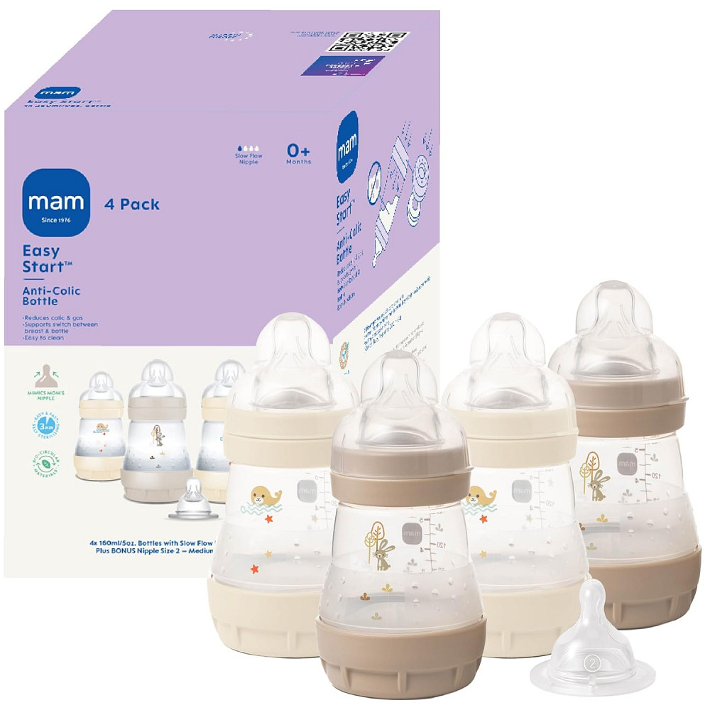 MAM 5oz Easy Start Anti-Colic+ Wide Neck Vented Baby Bottle, Slow Flow Breastfeeding-Like Nipple, Re Richmond - photo 1