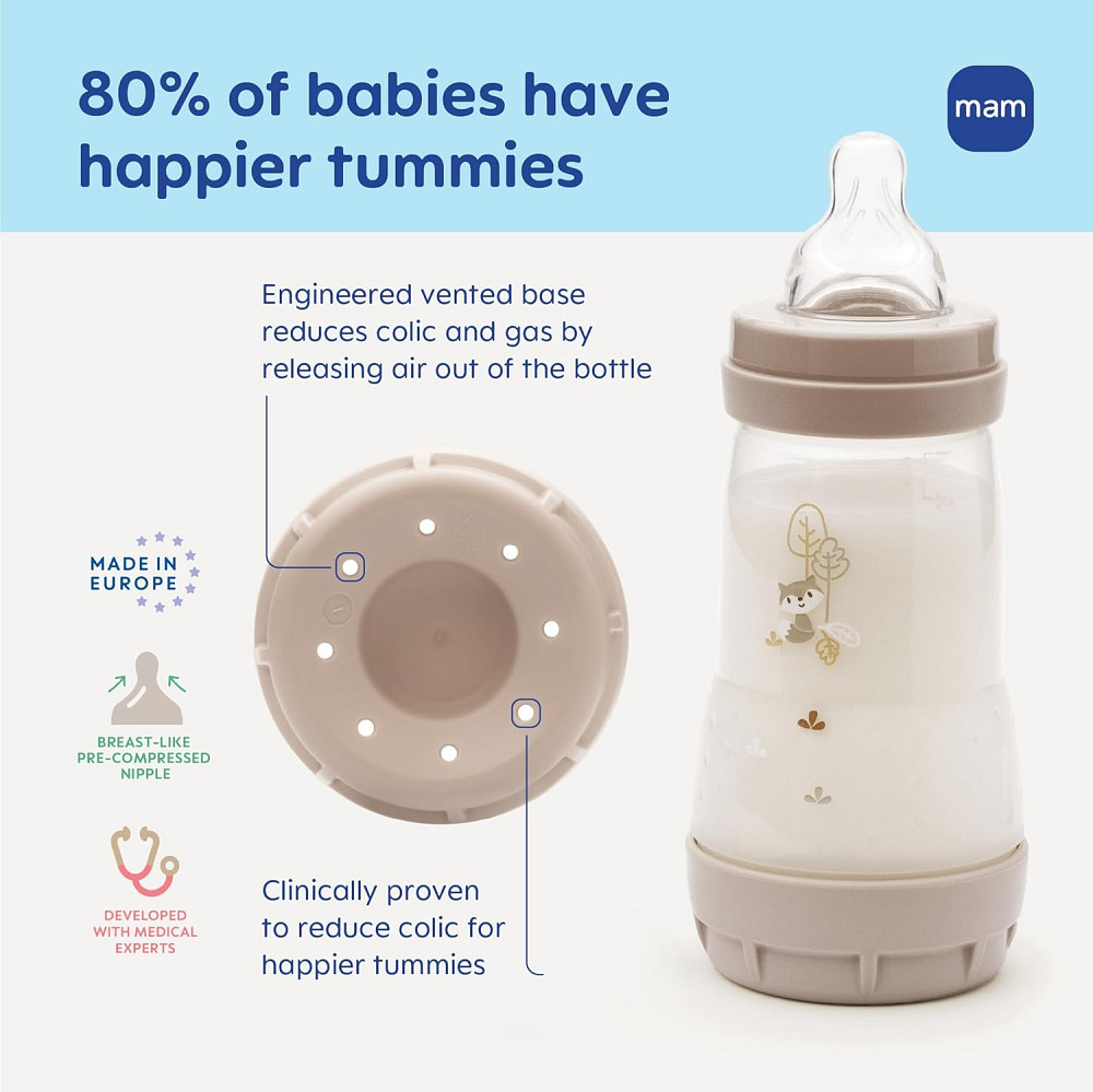 MAM 5oz Easy Start Anti-Colic+ Wide Neck Vented Baby Bottle, Slow Flow Breastfeeding-Like Nipple, Re Richmond - photo 2