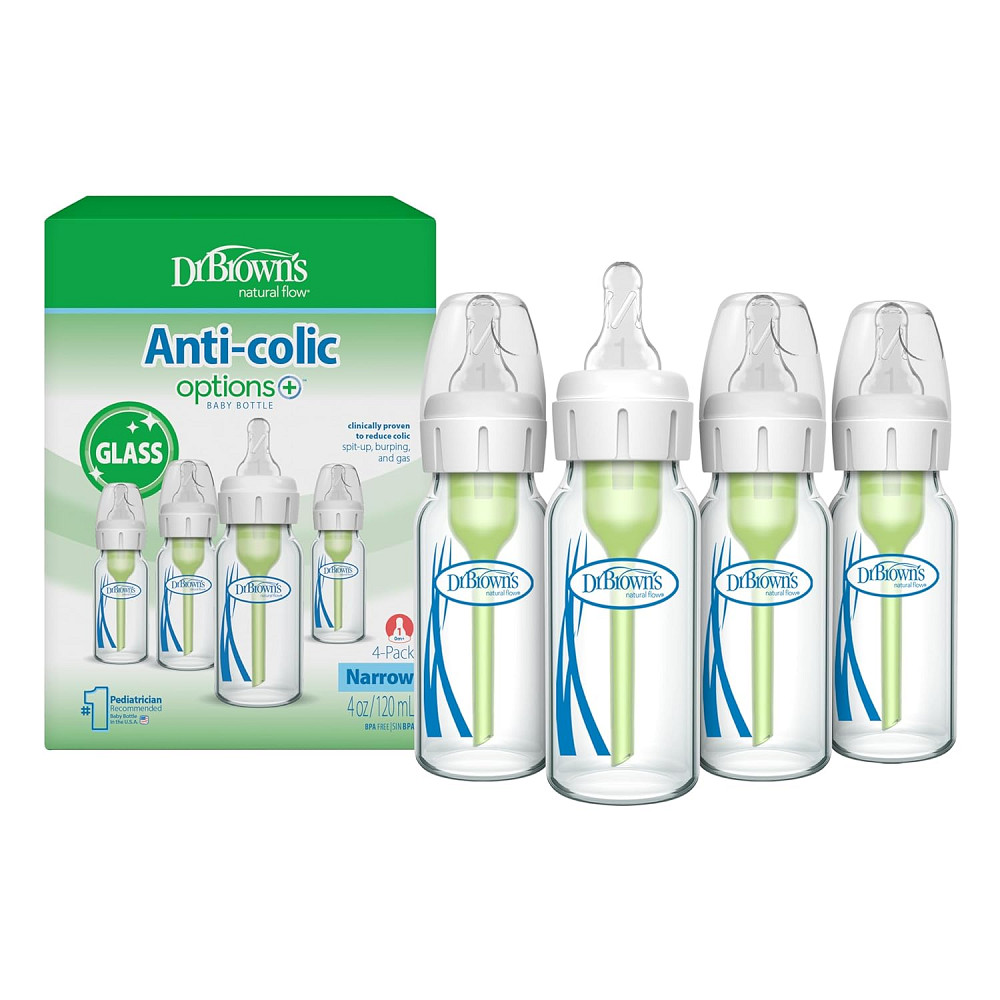 Dr. Brown's Anti-Colic Options+ Narrow Glass Baby Bottle with Level 1 Slow Flow Nipple, BPA-Free, 4  Richmond - photo 1