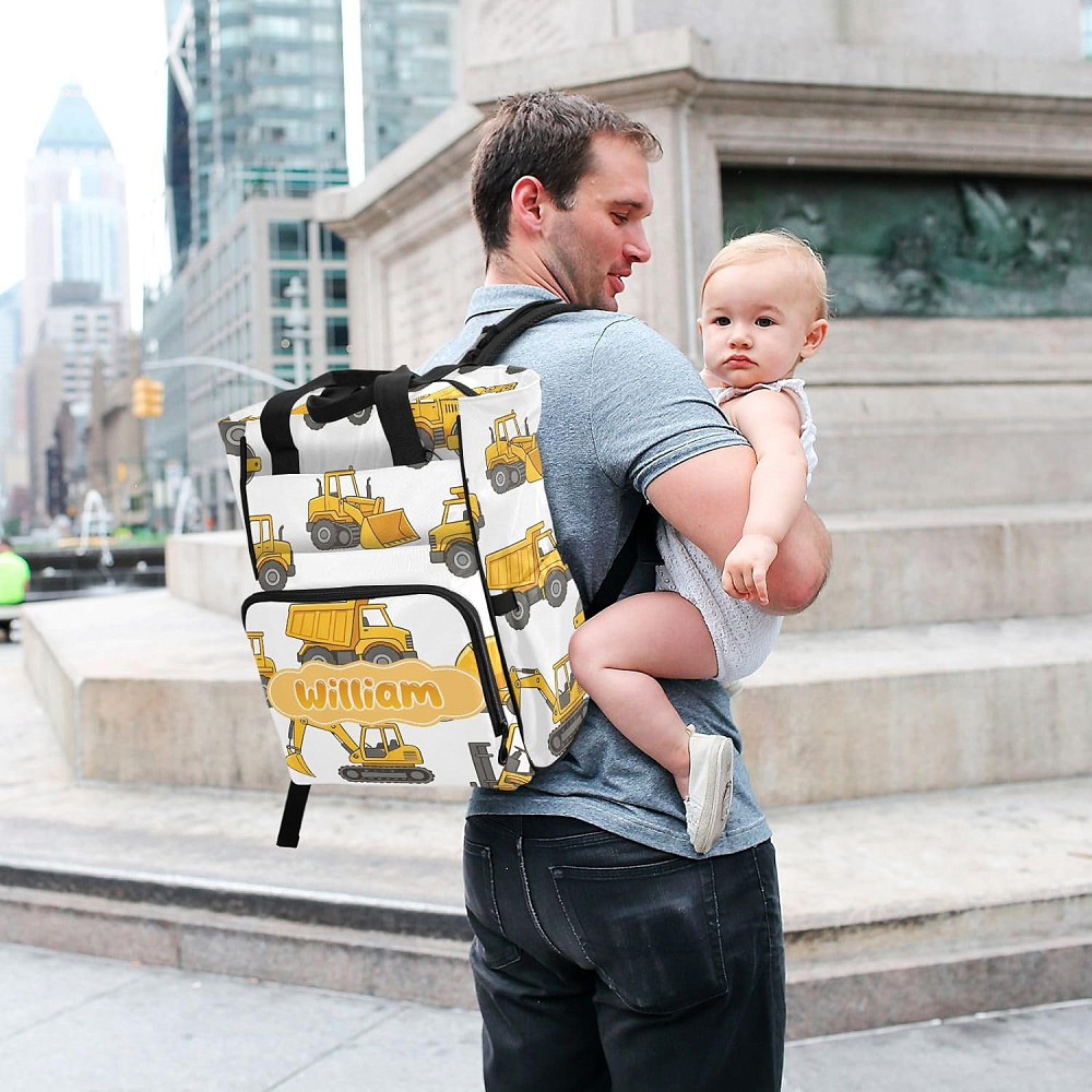 Personalized Builder Vehicles Diaper Bag Backpack, Toddler Classic Large Capacity Unisex Travel Baby Richmond - photo 7
