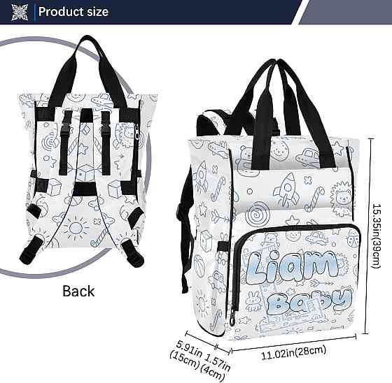 Personalized Diaper Bag Backpack, Lion Rocket 15L Large Capacity Baby Travel Bag for Mom Dad, Multif Richmond