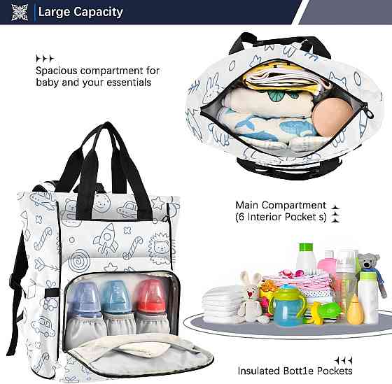 Personalized Diaper Bag Backpack, Lion Rocket 15L Large Capacity Baby Travel Bag for Mom Dad, Multif Richmond
