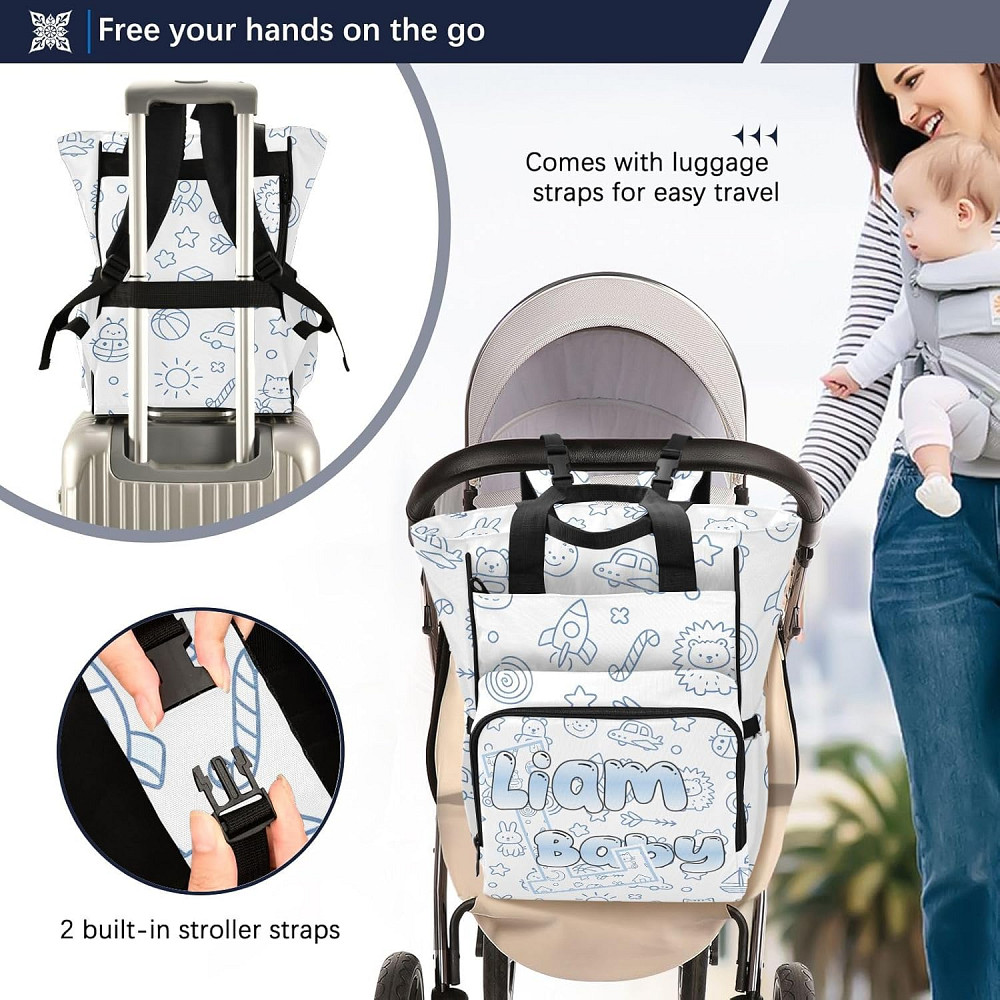 Personalized Diaper Bag Backpack, Lion Rocket 15L Large Capacity Baby Travel Bag for Mom Dad, Multif Richmond - photo 5