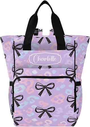Personalized Diaper Bag Backpack, Large Capacity Baby Travel Bag for Mom Dad, Hand-drawn Purple Bow  Richmond