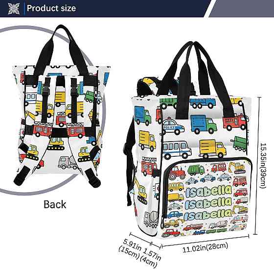Personalized Diaper Bag Backpack,City Cars Travel Bag for Mom Dad, Multifunctional Nappy Bag with 3  Richmond