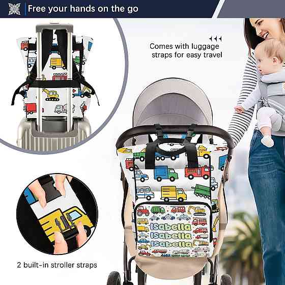 Personalized Diaper Bag Backpack,City Cars Travel Bag for Mom Dad, Multifunctional Nappy Bag with 3  Richmond