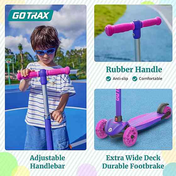 Gotrax KS1 Kids Kick Scooter, LED Lighted Wheels and 3 Adjustable Height Handlebars, Lean-to-Steer & Richmond