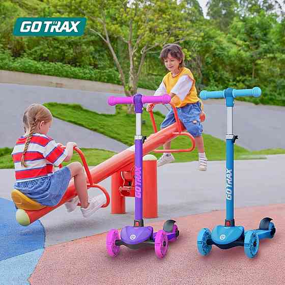 Gotrax KS1 Kids Kick Scooter, LED Lighted Wheels and 3 Adjustable Height Handlebars, Lean-to-Steer & Richmond