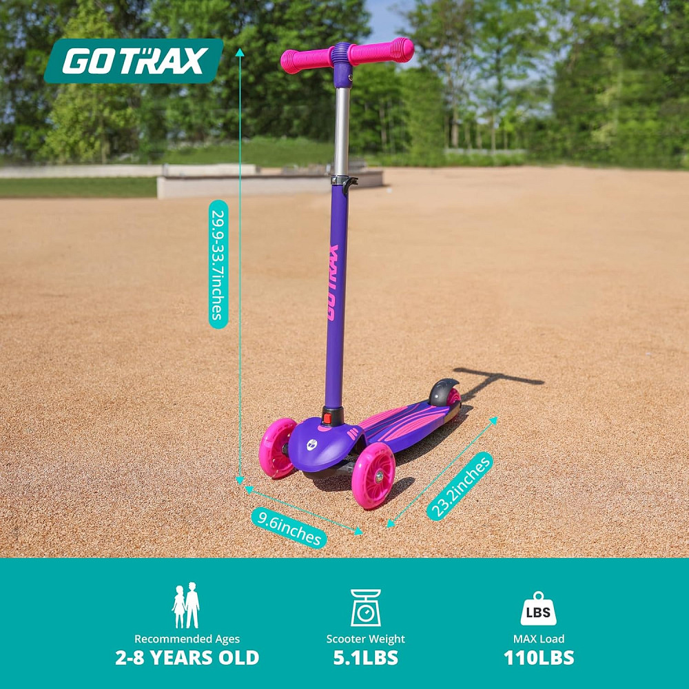 Gotrax KS1 Kids Kick Scooter, LED Lighted Wheels and 3 Adjustable Height Handlebars, Lean-to-Steer & Richmond - photo 8