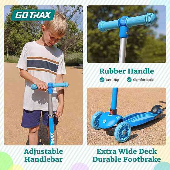 Gotrax KS1 Kids Kick Scooter, LED Lighted Wheels and 3 Adjustable Height Handlebars, Lean-to-Steer & Richmond