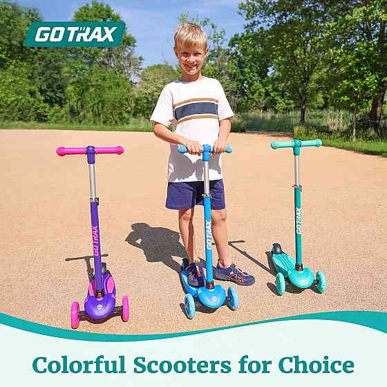 Gotrax KS1 Kids Kick Scooter, LED Lighted Wheels and 3 Adjustable Height Handlebars, Lean-to-Steer & Richmond