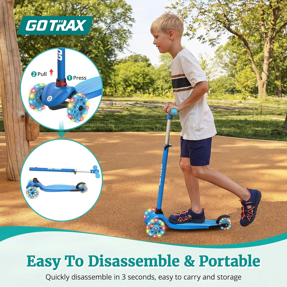 Gotrax KS1 Kids Kick Scooter, LED Lighted Wheels and 3 Adjustable Height Handlebars, Lean-to-Steer & Richmond - photo 4