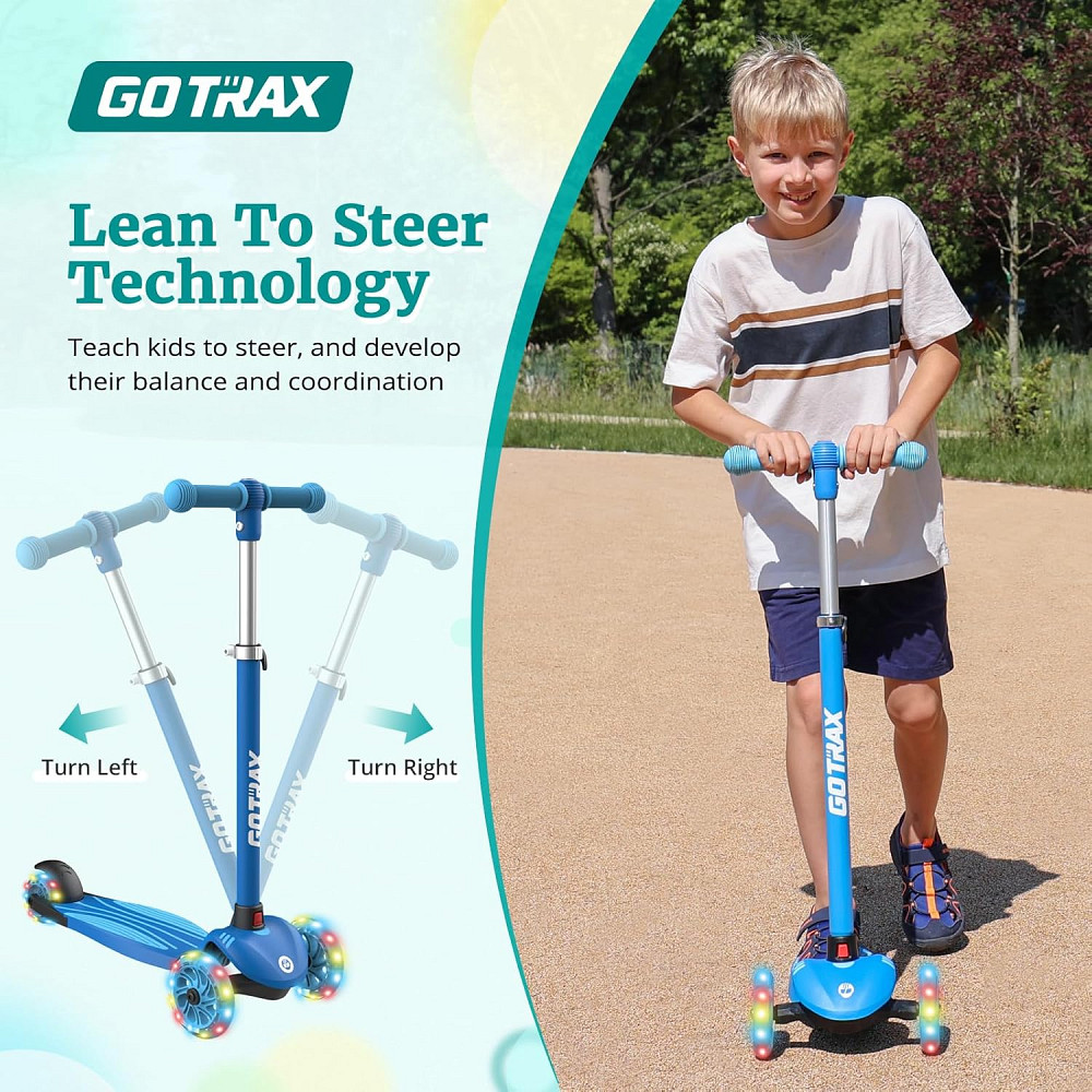 Gotrax KS1 Kids Kick Scooter, LED Lighted Wheels and 3 Adjustable Height Handlebars, Lean-to-Steer & Richmond - photo 3