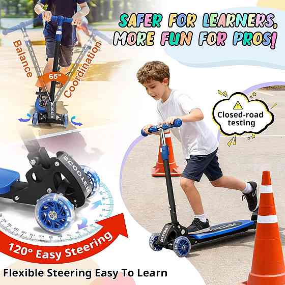 Kick Scooter for Kids 3-7 Ages - Light Up 3 Wheel Scooters,Lean-to-Steer,Three Adjustable Height Sco Richmond