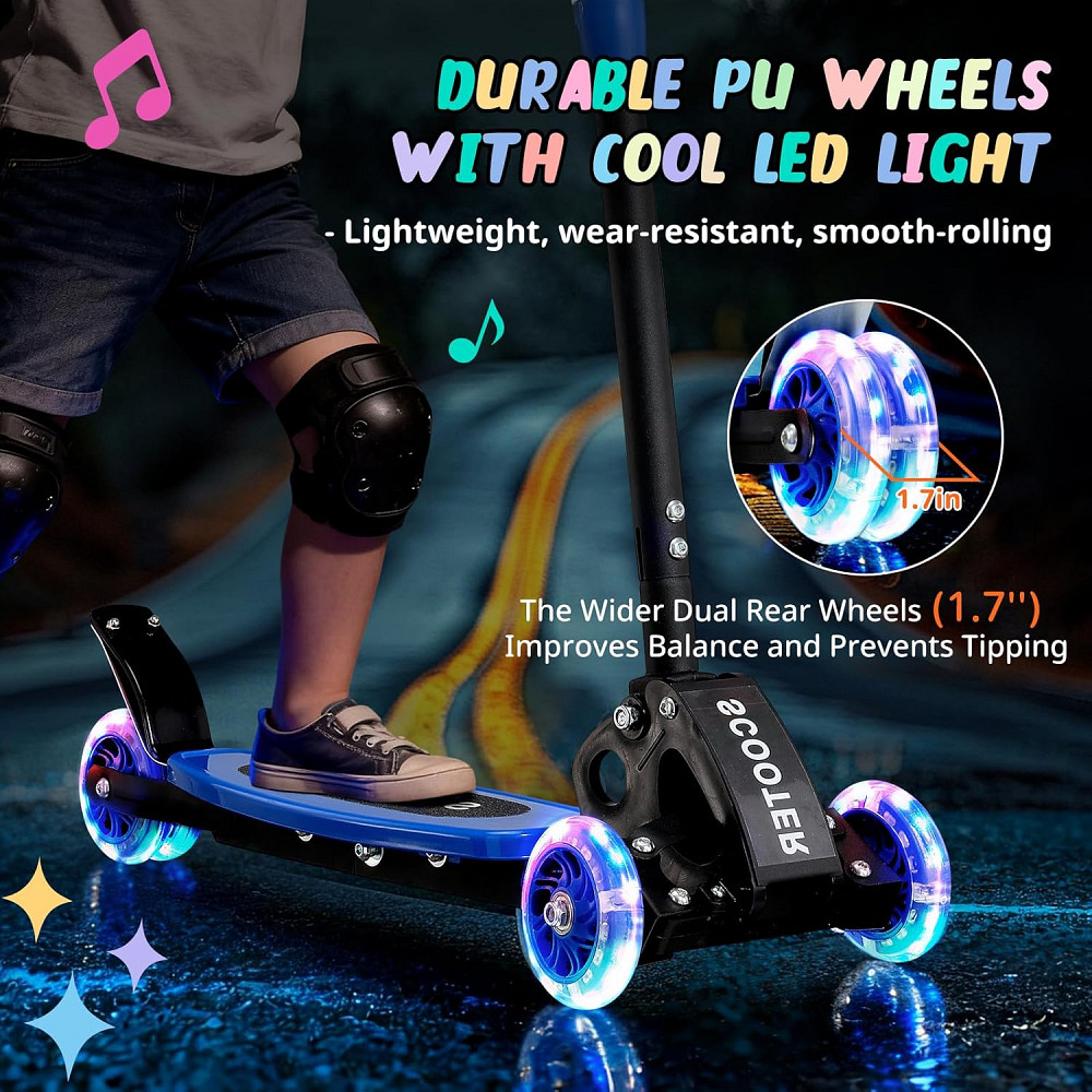 Kick Scooter for Kids 3-7 Ages - Light Up 3 Wheel Scooters,Lean-to-Steer,Three Adjustable Height Sco Richmond - photo 5