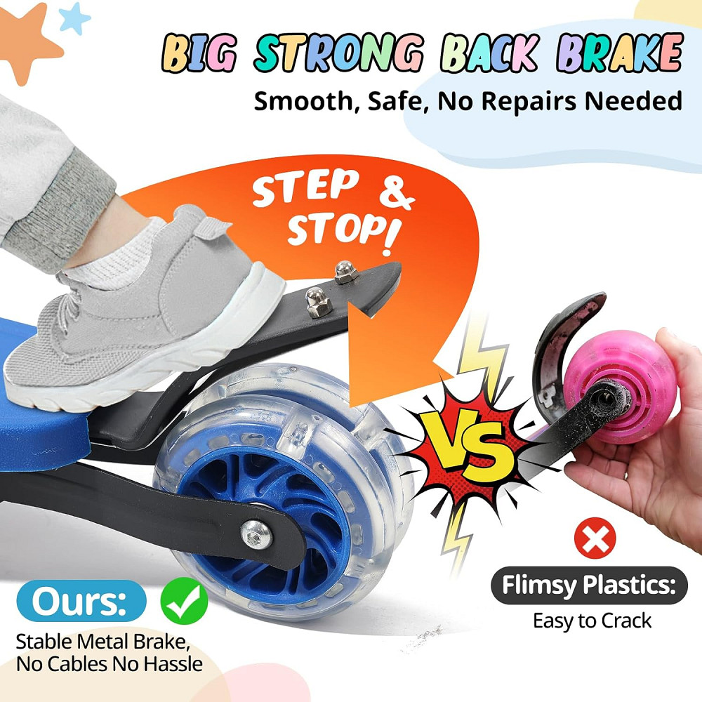 Kick Scooter for Kids 3-7 Ages - Light Up 3 Wheel Scooters,Lean-to-Steer,Three Adjustable Height Sco Richmond - photo 6