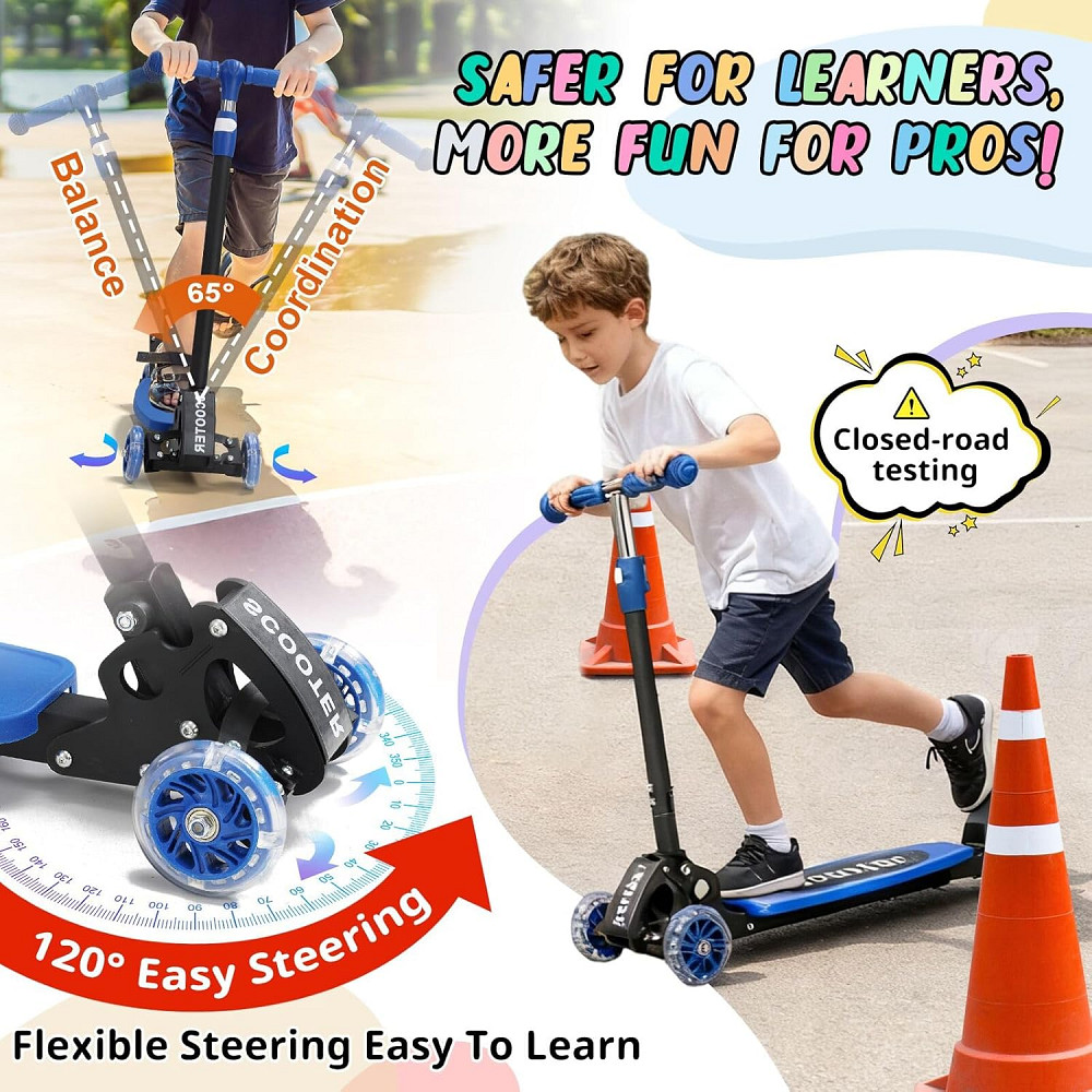 Kick Scooter for Kids 3-7 Ages - Light Up 3 Wheel Scooters,Lean-to-Steer,Three Adjustable Height Sco Richmond - photo 3