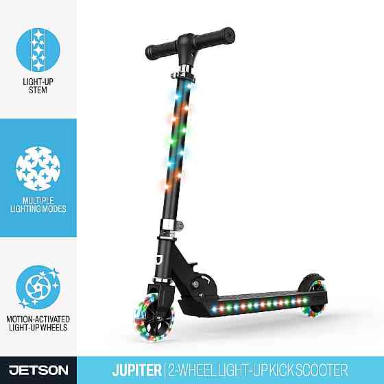 Jetson Jupiter Kids 2-Wheel Light-Up Kick Scooter, LED Lights on Handlebar, Stem, Wheels & Deck, Adj Richmond