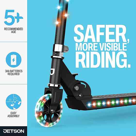 Jetson Jupiter Kids 2-Wheel Light-Up Kick Scooter, LED Lights on Handlebar, Stem, Wheels & Deck, Adj Richmond
