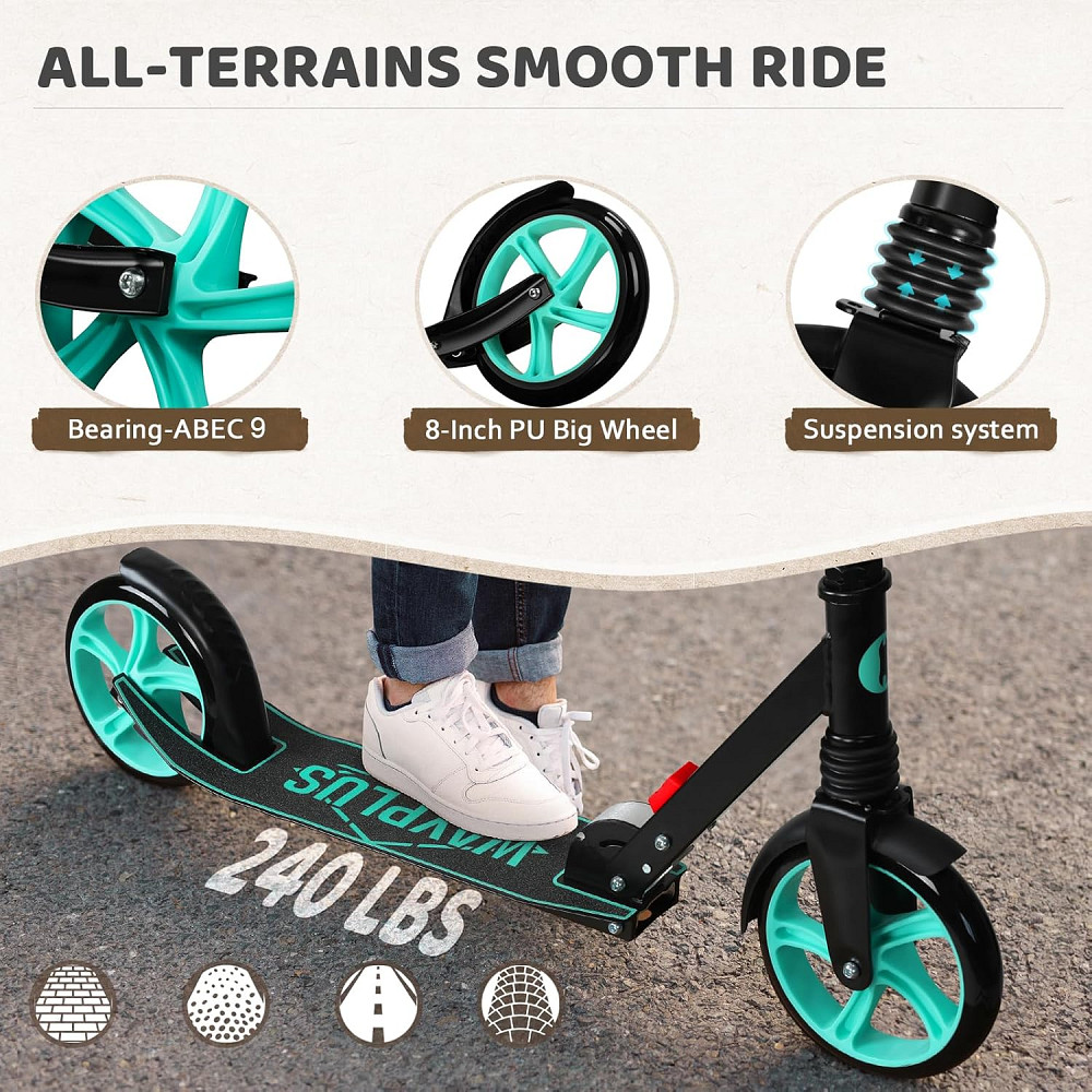 WAYPLUS KS1 Kick Scooter for Ages 6+,Kid, Teens & Adults. Max Load 240 LBS. Foldable, Lightweight, 8 Richmond - photo 4