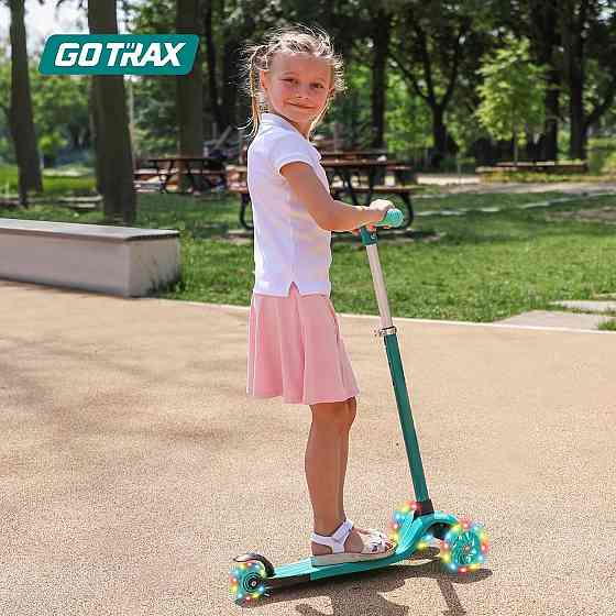 Gotrax KS1 Kids Kick Scooter, LED Lighted Wheels and 3 Adjustable Height Handlebars, Lean-to-Steer & Richmond